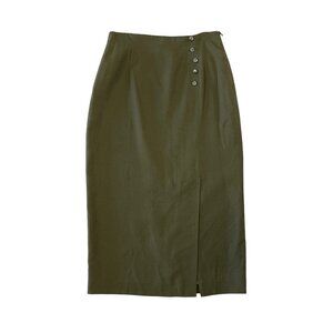 Barry Bricken Green Pencil Skirt 12 Side Zip High Waist Career Classic